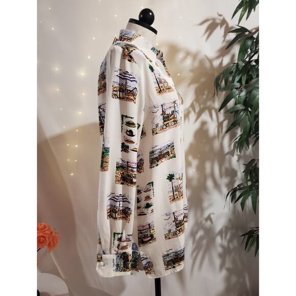 Vtg Tango NWT Womens Tropical Silk Button Shirt Sz S Hawaiian Surf Beach Resort - Picture 4 of 15